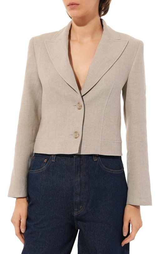 Льняной жакет Alberta Ferretti Бежевый, фото 3