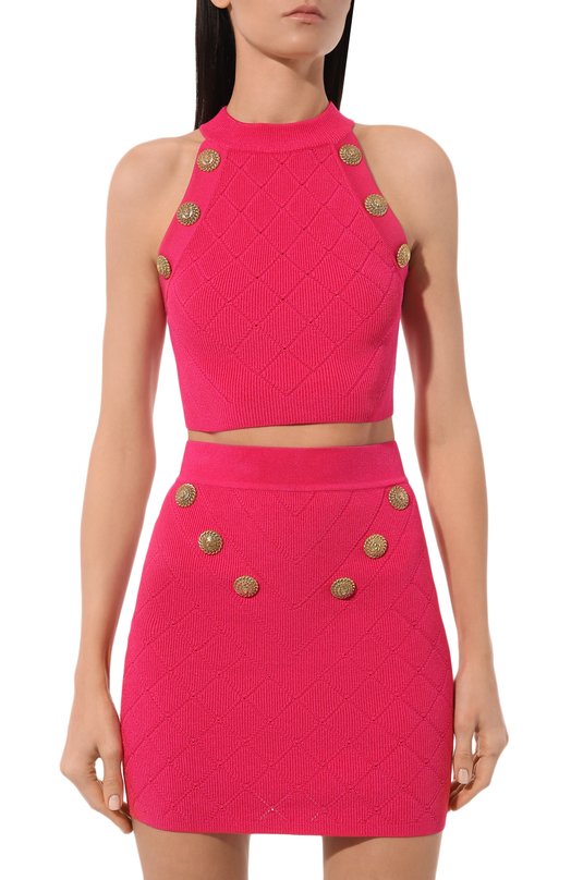 Топ из вискозы Balmain CF1AB390/KF53 Розовый  CF1AB390/KF53 Фото 3