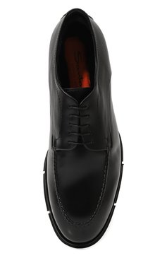 Мужские кожаные �дерби SANTONI черного цвета, арт. MCJG18567PI2ADLNN01 | Фото 6 (Материал утеплителя: Натуральный мех; Материал сплава: Проставлено; Нос: Не проставлено; Стили: Классический)