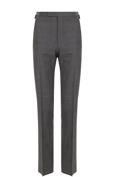 Шерстяные брюки в клетку прямого кроя TOM FORD темно-серого цвета по цене 136000 руб., арт. 222R87/610041, фото 1 Шерстяные брюки в клетку прямого кроя TOM FORD, арт. 222R87/610041, фото 1