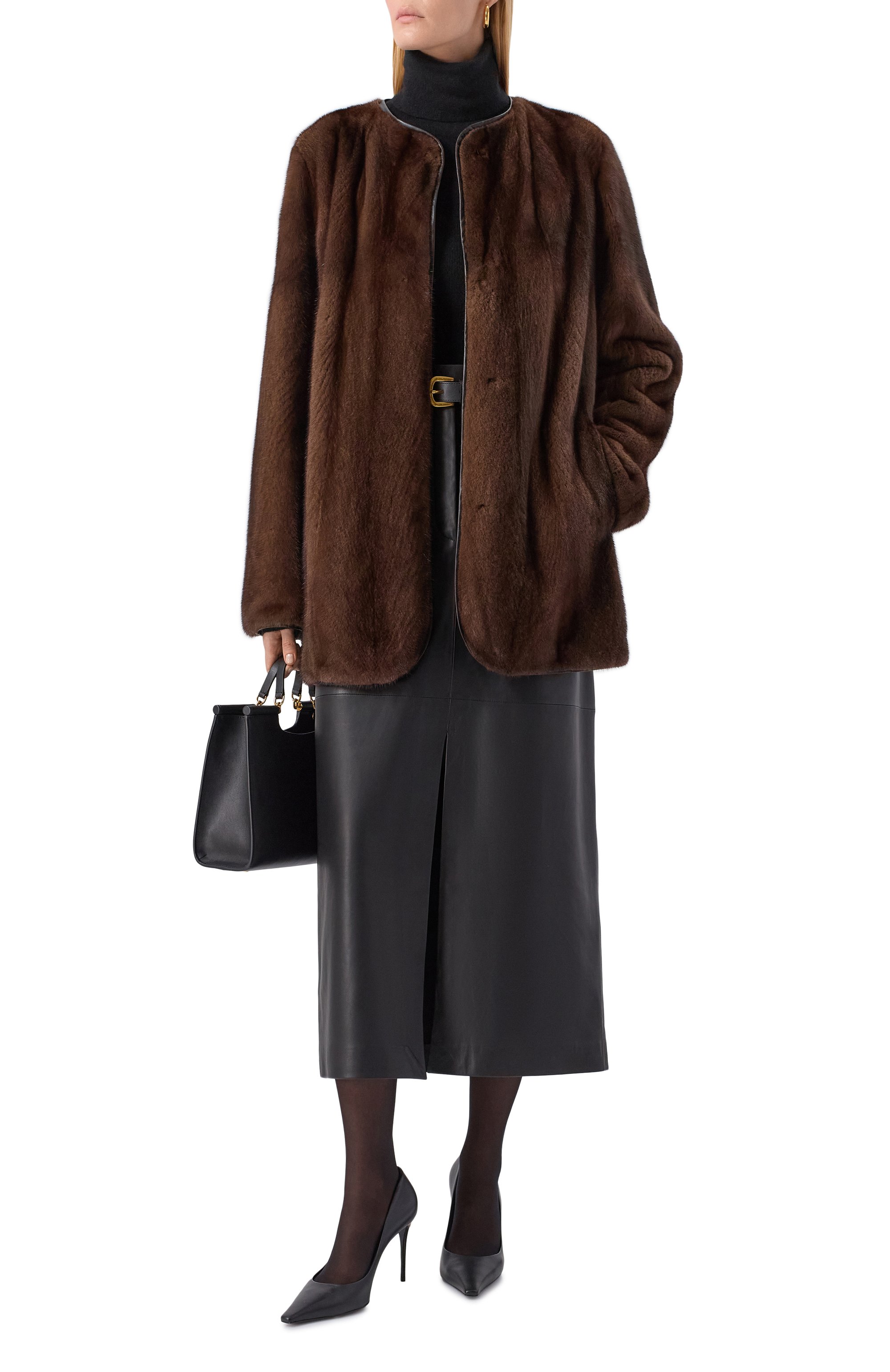 Шуба из норки GIULIA GURMAN коричневого цвета по цене 890040 руб., арт. 221DB40, фото 2 Шуба из норки GIULIA GURMAN, арт. 221DB40, фото 2