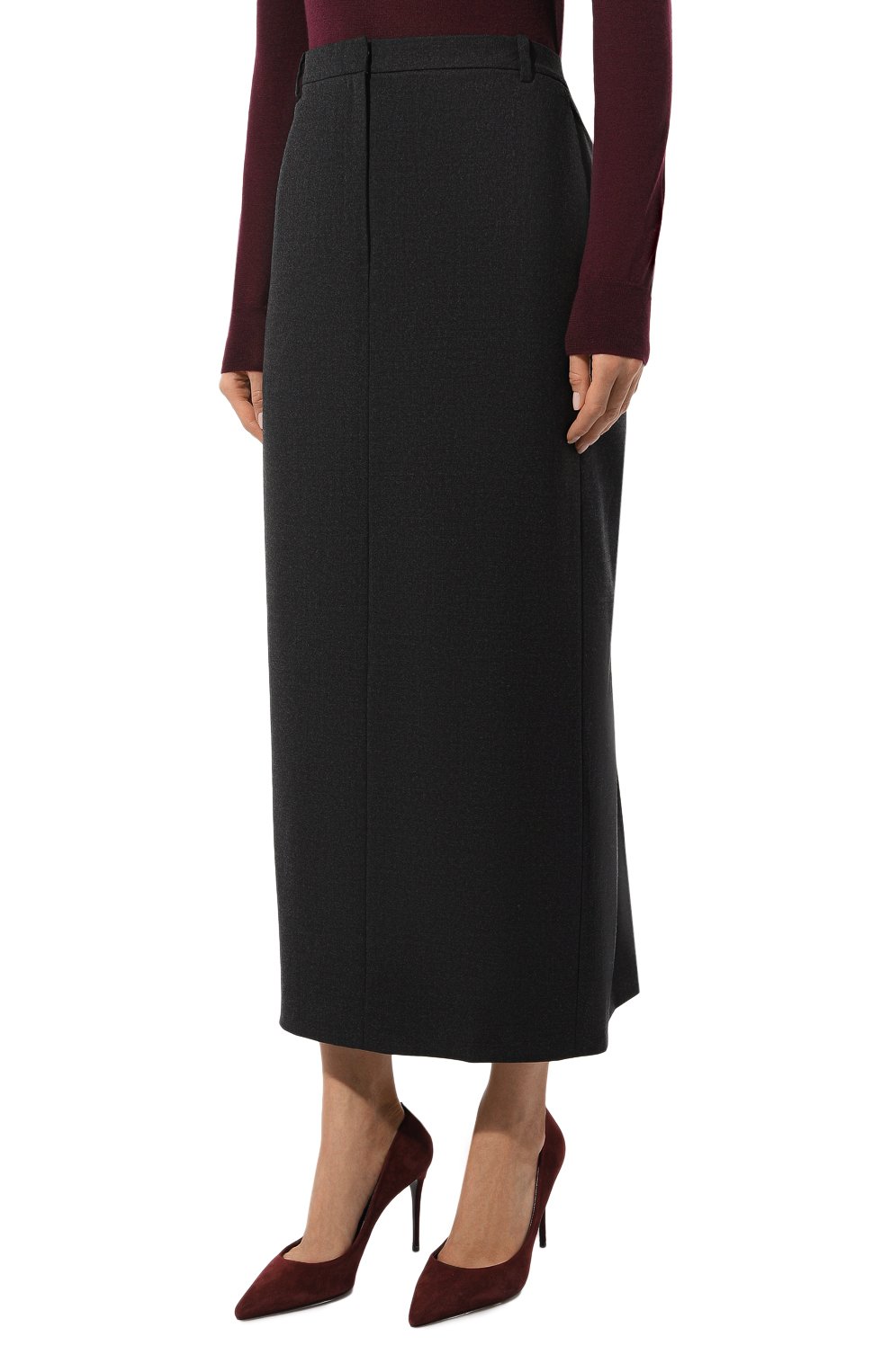 Юбка из шерсти и вискозы THEORY темно-серого цвета по цене 47100 руб., арт. 00801304, фото 3 Юбка из шерсти и вискозы THEORY, арт. 00801304, фото 3