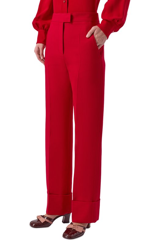 Брюки из шерсти и шелка Valentino 8B3RB6Z7/1CF Красный  8B3RB6Z7/1CF Фото 3