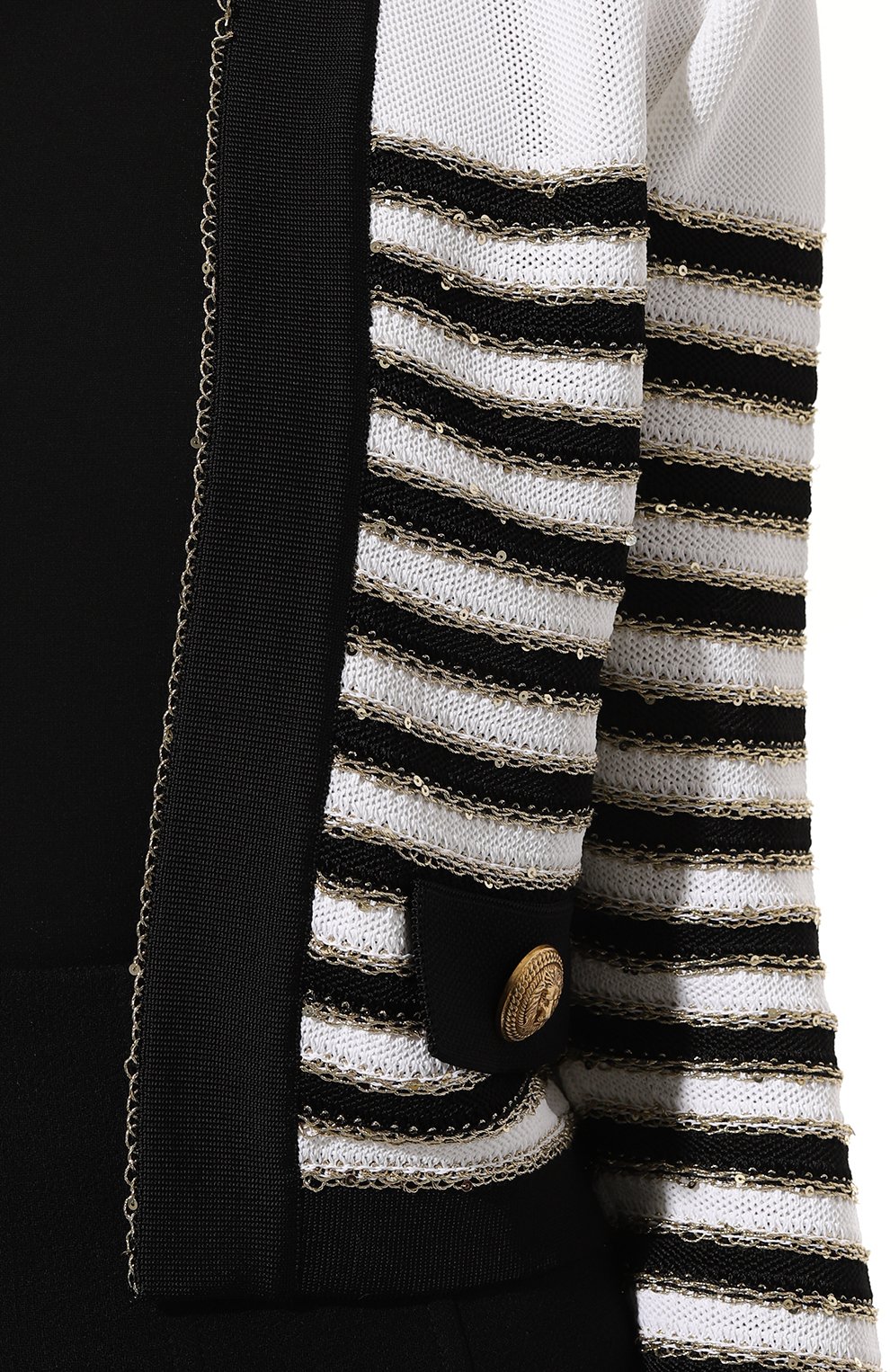 Жакет из вискозы BALMAIN черно-белого цвета по цене 250500 руб., арт. AF1SK020KD73, фото 5 Жакет из вискозы BALMAIN, арт. AF1SK020KD73, фото 5