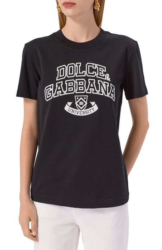 Хлопковая футболка Dolce & Gabbana F8V42Z/GDDBC Чёрный  F8V42Z/GDDBC Фото 3