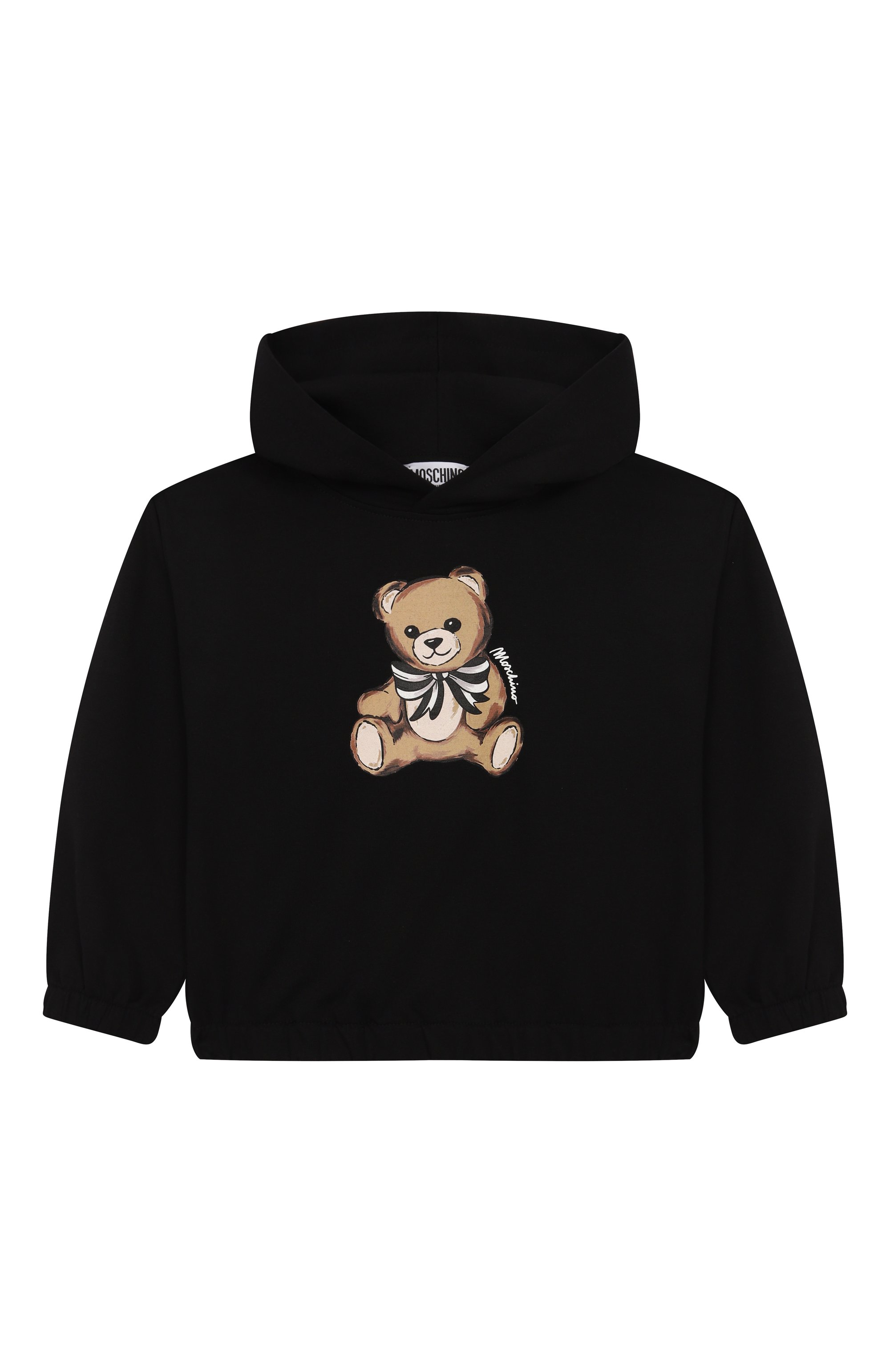 Хлопковое худи MOSCHINO черного цвета по цене 17150 руб., арт. HDF06J/LDA16/4-8, фото 1 Хлопковое худи MOSCHINO, арт. HDF06J/LDA16/4-8, фото 1