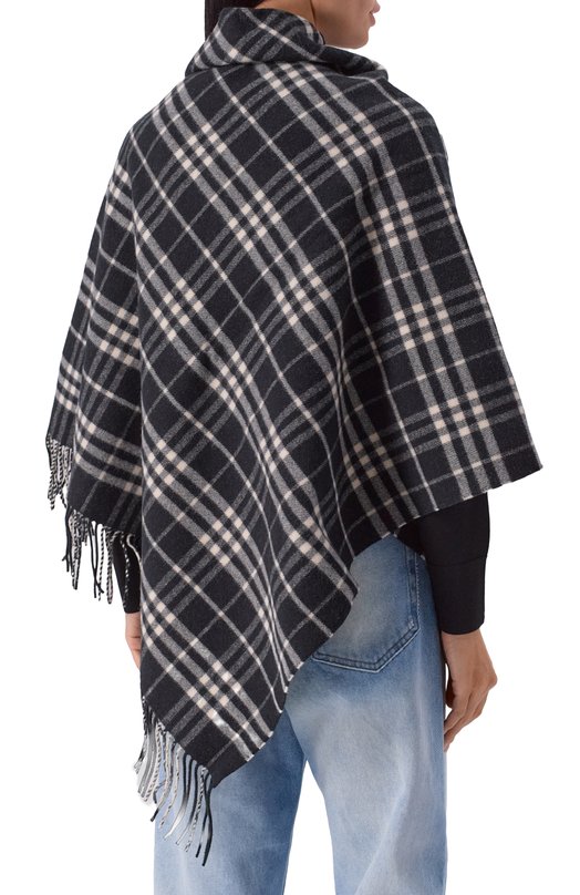 Накидка из шерсти и кашемира Burberry 8113129 Чёрно-белый  8113129 Фото 4