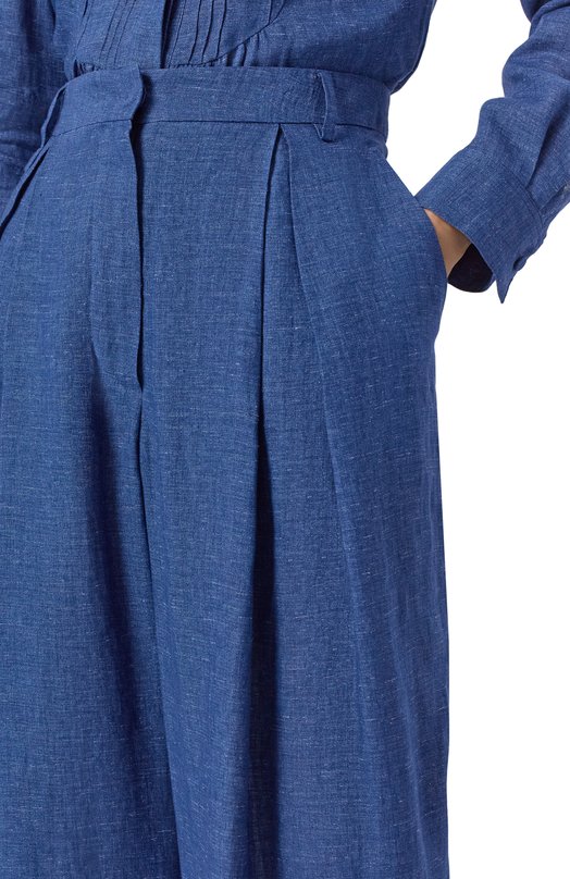 Льняные брюки Emporio Armani EW003763/TE10381 Синий  EW003763/TE10381 Фото 5