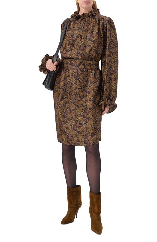 Замшевые ботильоны Niki 90 Saint Laurent 801393/0LI00 Коричневый  801393/0LI00 Фото 3