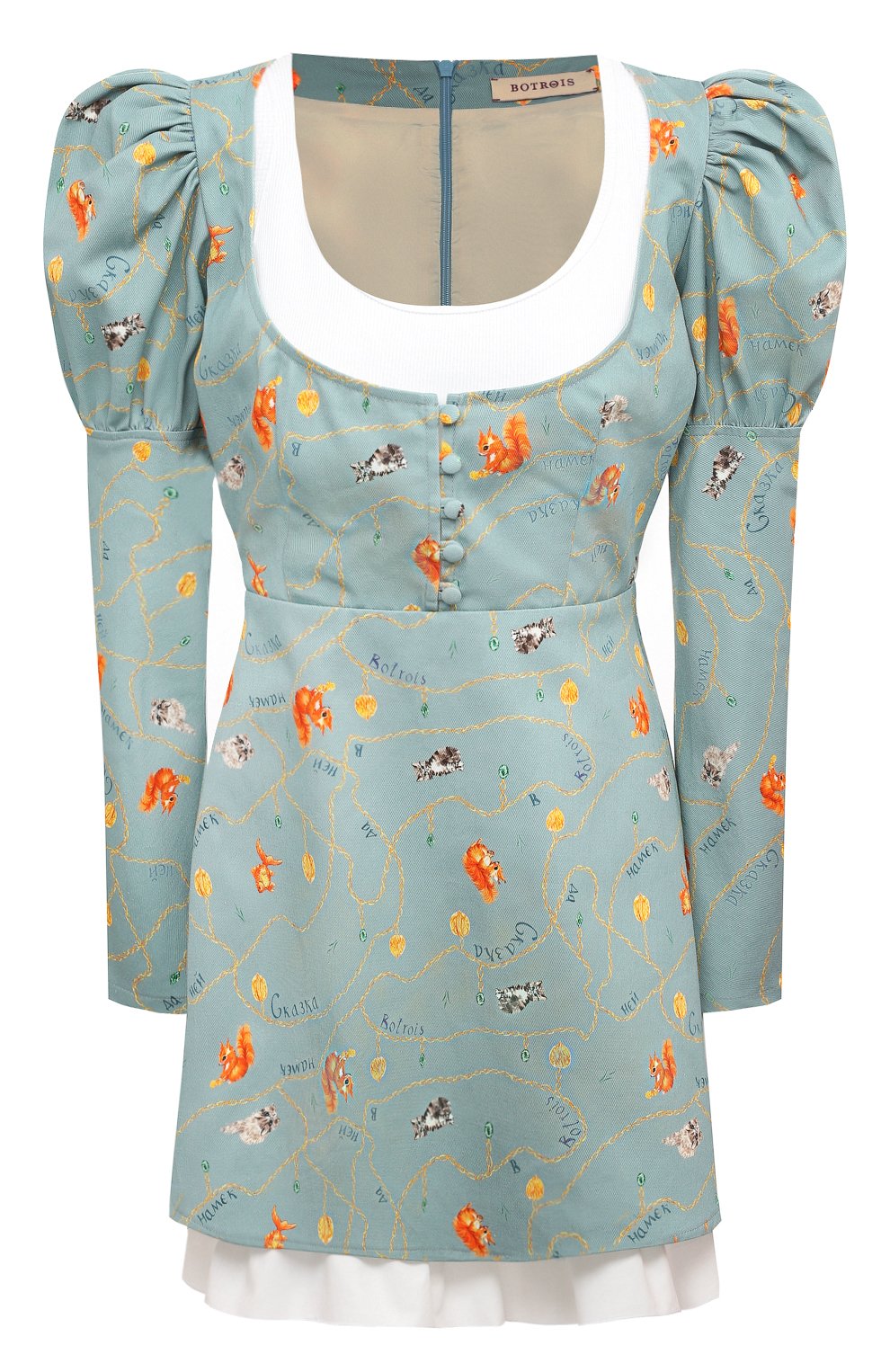 Хлопковое платье BOTROIS бирюзового цвета по цене 28900 руб., арт. SKU00033503, фото 1 Хлопковое платье BOTROIS, арт. SKU00033503, фото 1