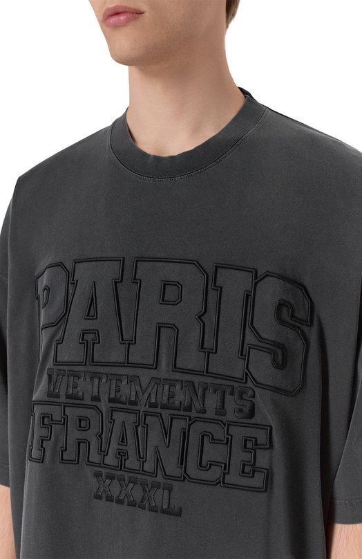 Хлопковая футболка VETEMENTS UA65TR550B/LIGHT JERSEY Серый  UA65TR550B/LIGHT JERSEY Фото 5