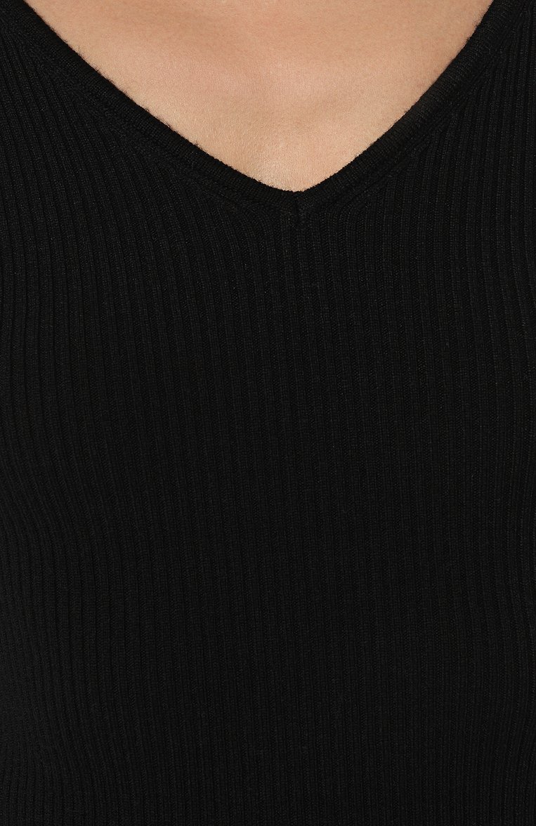 Женский шерстяной пуловер GIUSEPPE DI MORABITO черного цвета, арт. FW23274KN-276 | Фото 5 (Материал внешний: Шерсть; Рукава: Длинные; Стили: Гламурный; Длина (для топов): Стандартные; Материал сплава: Проставлено; Женское Кросс-КТ: Пуловер-одежда; Драгоценные камни: Проставлено)