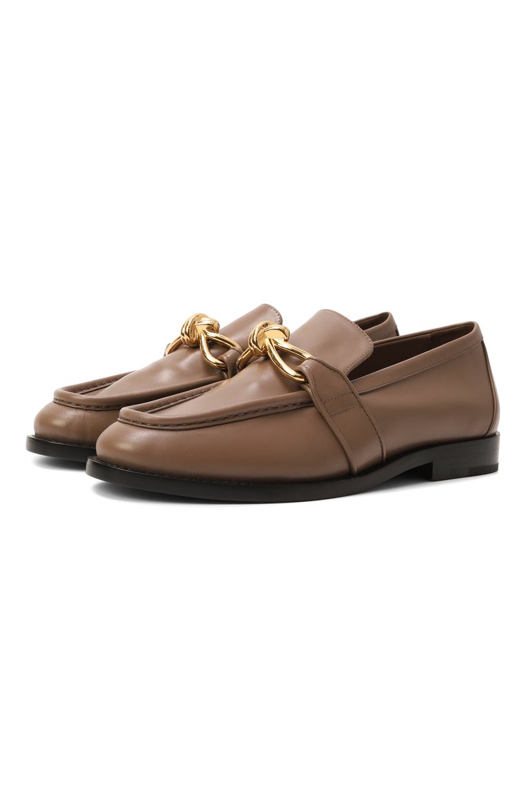 Женские кожаные лоферы astaire BOTTEGA VENETA светло-коричневого цвета, арт. 796697/V5DZ0 | Фото 1 (Материал внешний: Натуральная кожа; Материал внутренний: Натуральная кожа; Каблук высота: Низкий; Подошва: Плоская)