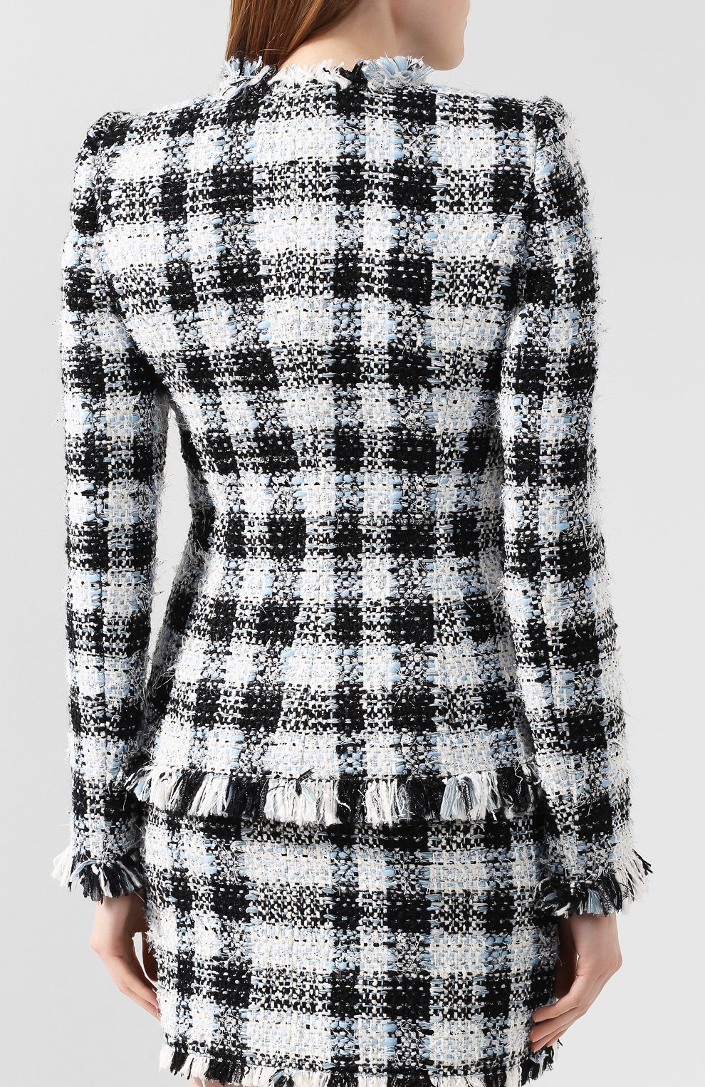 Твидовый жакет ALEXANDER MCQUEEN синего цвета по цене 299500 руб., арт. 586230/QEAAR, фото 4 Твидовый жакет ALEXANDER MCQUEEN, арт. 586230/QEAAR, фото 4
