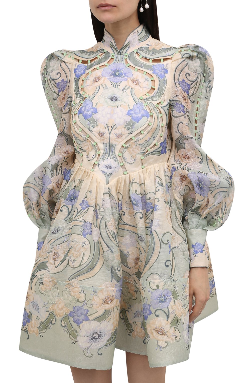 Платье изо льна и шелка ZIMMERMANN светло-зеленого цвета по цене 231500 руб., арт. 1891DRHY, фото 3 Платье изо льна и шелка ZIMMERMANN, арт. 1891DRHY, фото 3