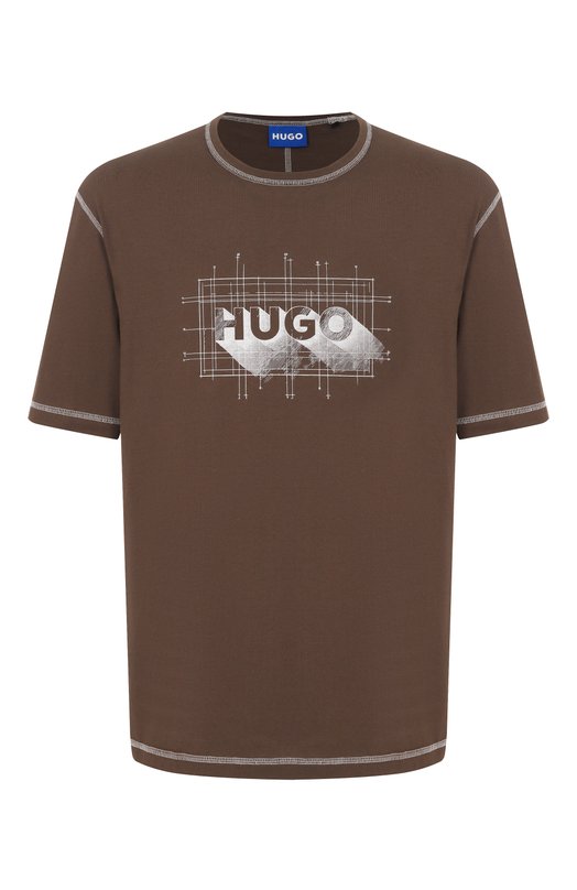 Хлопковая футболка HUGO Blue 50553498 Коричневый 50553498