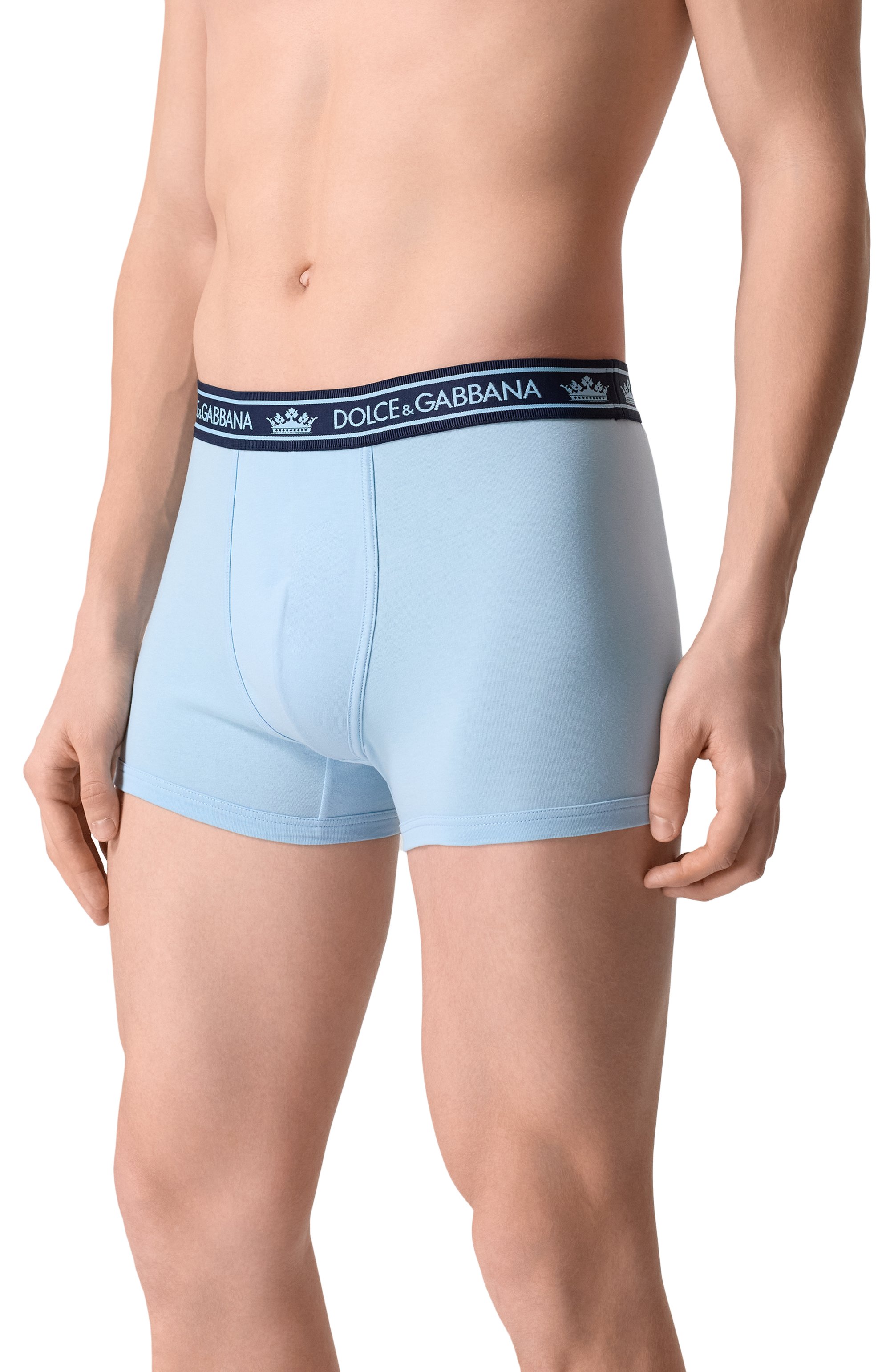 Хлопковые боксеры DOLCE & GABBANA голубого цвета по цене 8420 руб., арт. M4F47J/0N0DA, фото 2 Хлопковые боксеры DOLCE & GABBANA, арт. M4F47J/0N0DA, фото 2
