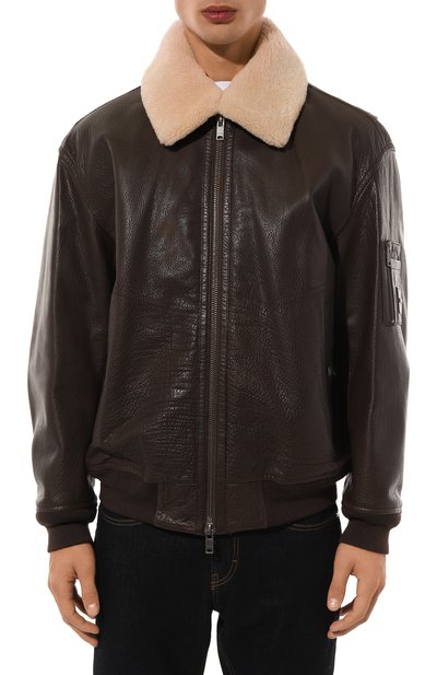 Кожаный бомбер BOSS ORANGE, арт. 50522930, фото 3