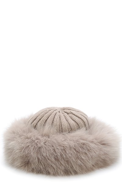 Шапка фактурной вязки с меховой отделкой NIMA, арт. C004/V0LPE SHAD0W, фото 1