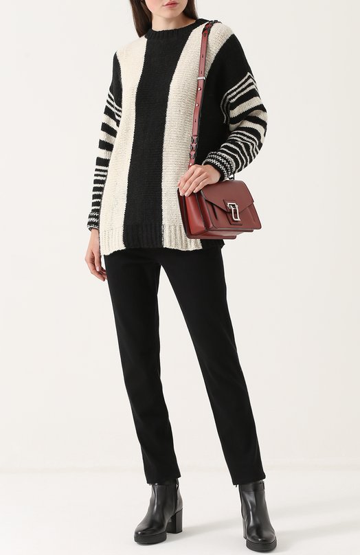 Удлиненный кашемировый пуловер с круглым вырезом The Elder Statesman Чёрный, белый, фото 2