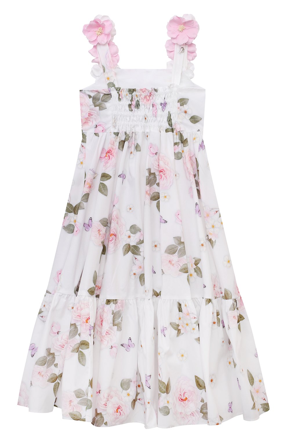 Хлопковый сарафан MONNALISA белого цвета по цене 33350 руб., арт. 11C923, фото 2 Хлопковый сарафан MONNALISA, арт. 11C923, фото 2