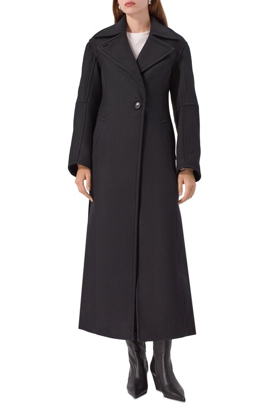 Шерстяное пальто с отделкой из овчины Blumarine 2S099W_SET Чёрный  2S099W_SET Фото 3