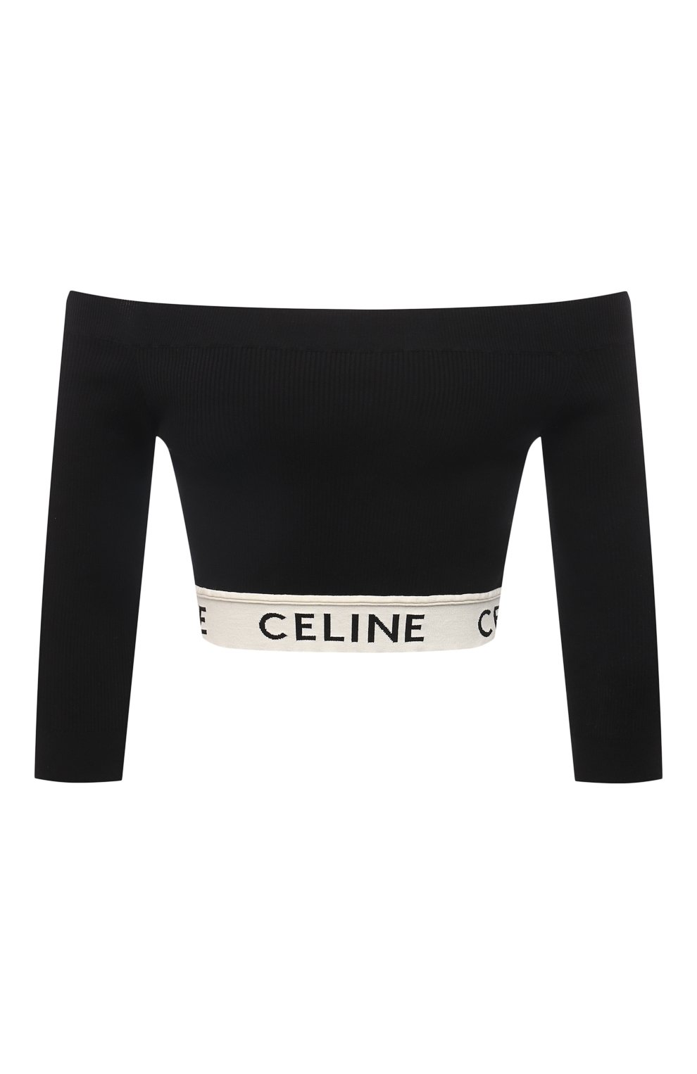 Хлопковый топ CELINE черного цвета по цене 72700 руб., арт. 2A06V372N, фото 1 Хлопковый топ CELINE, арт. 2A06V372N, фото 1