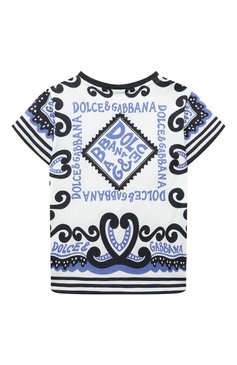 Детский хлопковая футболка DOLCE & GABBANA синего цвета, арт. L1JTEY/G7L1B | Фото 2 (Материал сплава: Проставлено; Нос: Не проставлено; Материал внешний: Хлопок; Кросс-КТ НВ: Футболка)