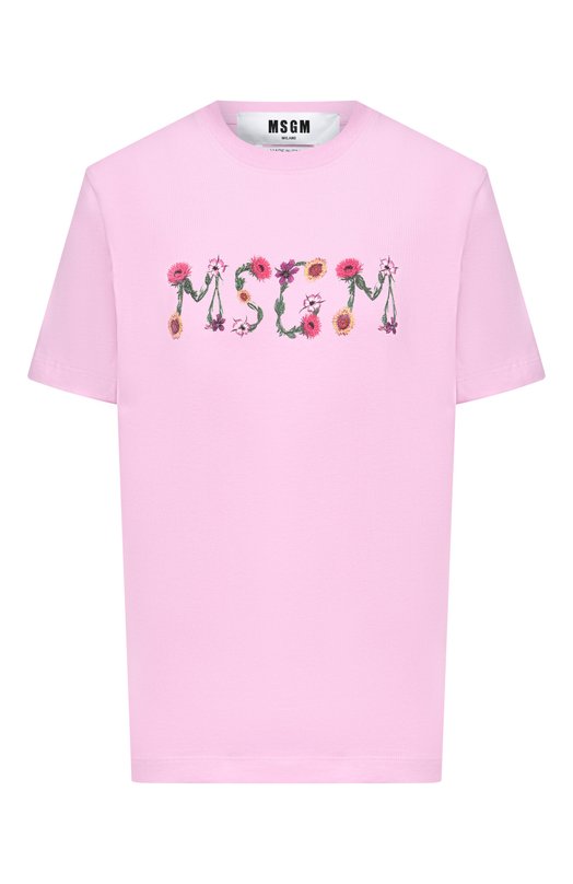Хлопковая футболка MSGM 4041MDM124N/267002 Розовый 4041MDM124N/267002