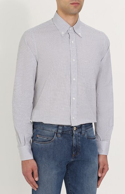 Хлопковая рубашка с воротником button down LORO PIANA, арт. FAG3502, фото 4