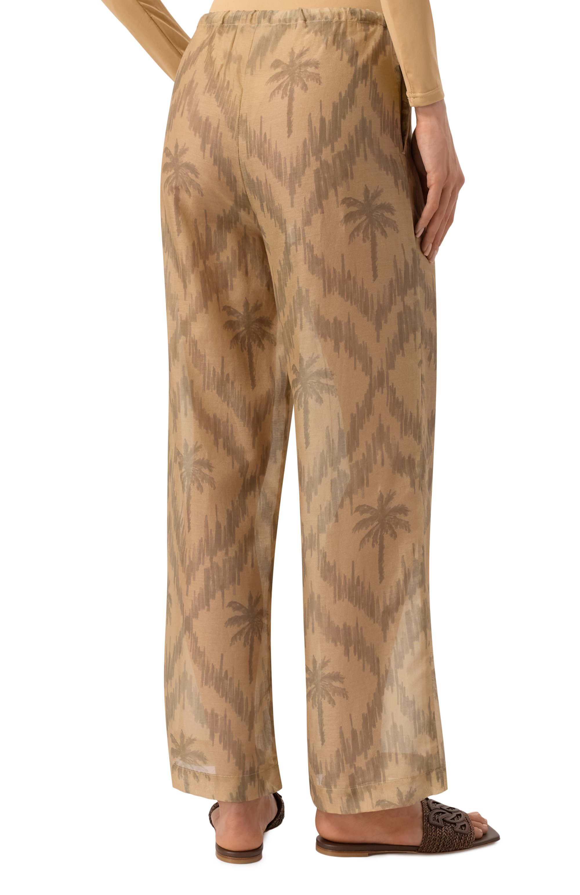 Брюки из хлопка и шелка MANEBI бежевого цвета по цене 32950 руб., арт. V73FQ, фото 4 Брюки из хлопка и шелка MANEBI, арт. V73FQ, фото 4