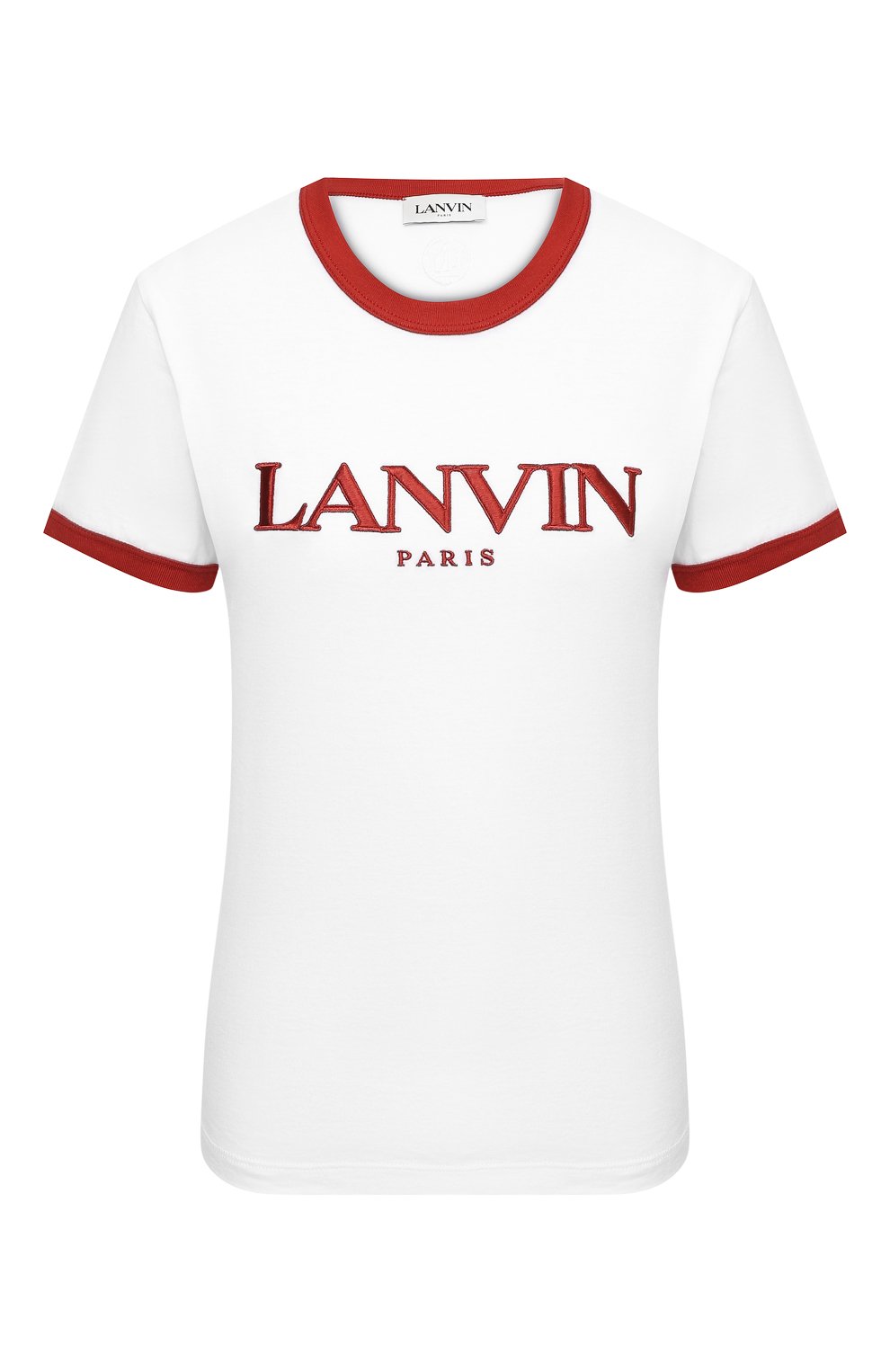 Хлопковая футболка LANVIN белого цвета по цене 26500 руб., арт. RW-T0688J-JR54-P21, фото 1 Хлопковая футболка LANVIN, арт. RW-T0688J-JR54-P21, фото 1