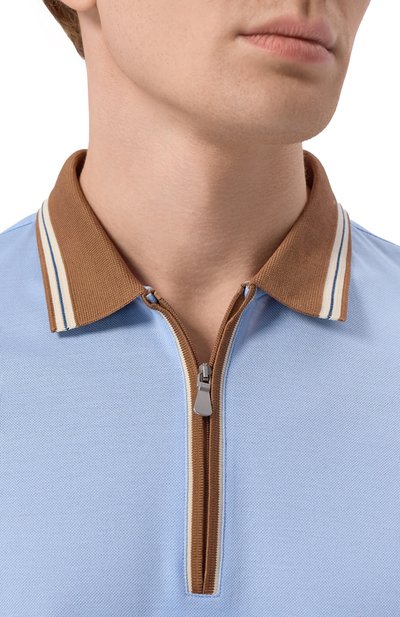 Хлопковое поло GRAN SASSO голубого цвета по цене 26050 руб., арт. 60147/74219, фото 5 Хлопковое поло GRAN SASSO, арт. 60147/74219, фото 5