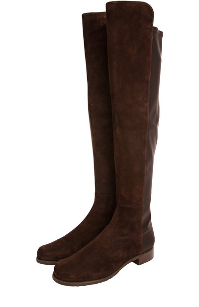 Комбинированные ботфорты на устойчивом каблуке STUART WEITZMAN, арт. 5050/SUEDE, фото 2