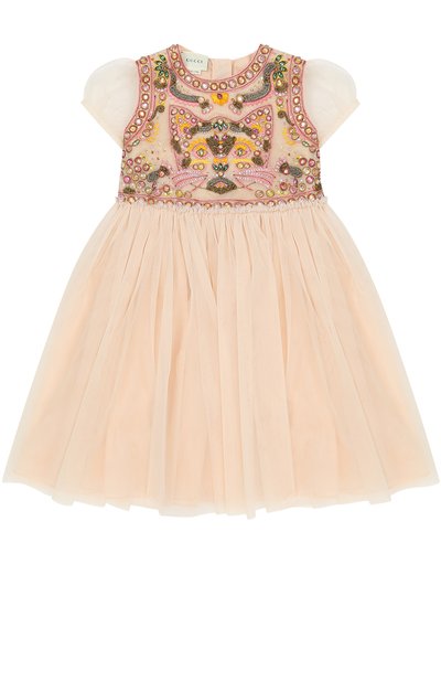 Многослойное приталенное платье с вышивкой и кристаллами GUCCI, арт. 471121/ZB675, фото 1