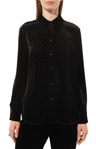 Рубашка из вискозы и шелка GUCCI черного цвета по цене 180000 руб., арт. 675825 ZAHGE, фото 3 Рубашка из вискозы и шелка GUCCI, арт. 675825 ZAHGE, фото 3