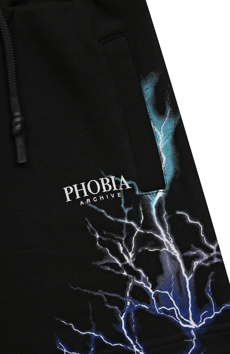 Детские хлопковые шорты PHOBIA ARCHIVE черного цвета, арт. PHK00119BLGRLB | Фото 3 (Материал внешний: Хлопок; Случай: Повседневный; Нос: Не проставлено; Материал сплава: Проставлено; Ростовка одежда: 10 - 11 лет | 140 - 146см, 12 лет | 152 см, 13 - 15 лет | 158 см, 4 года | 104 см, 6 лет | 116 см, 8 лет | 128 см)