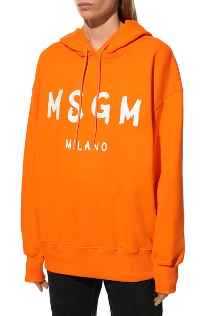 Хлопковое худи MSGM оранжевого цвета по цене 26650 руб., арт. 3341MDM515 227799, фото 3 Хлопковое худи MSGM, арт. 3341MDM515 227799, фото 3