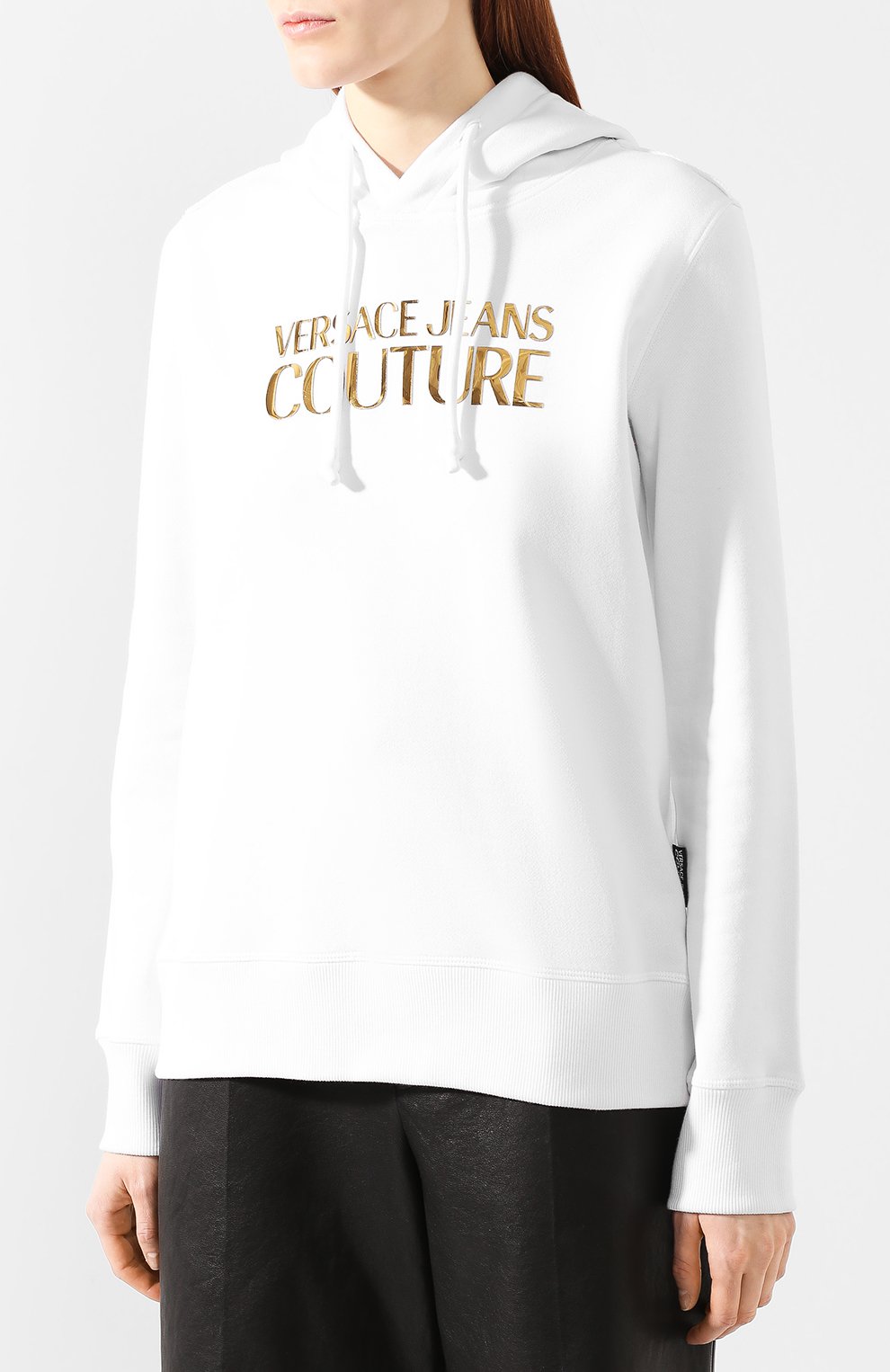 Хлопковое худи VERSACE JEANS COUTURE белого цвета по цене 19950 руб., арт. B6HVA70E-VDP308 L0G0 F0IL/30310, фото 3 Хлопковое худи VERSACE JEANS COUTURE, арт. B6HVA70E-VDP308 L0G0 F0IL/30310, фото 3
