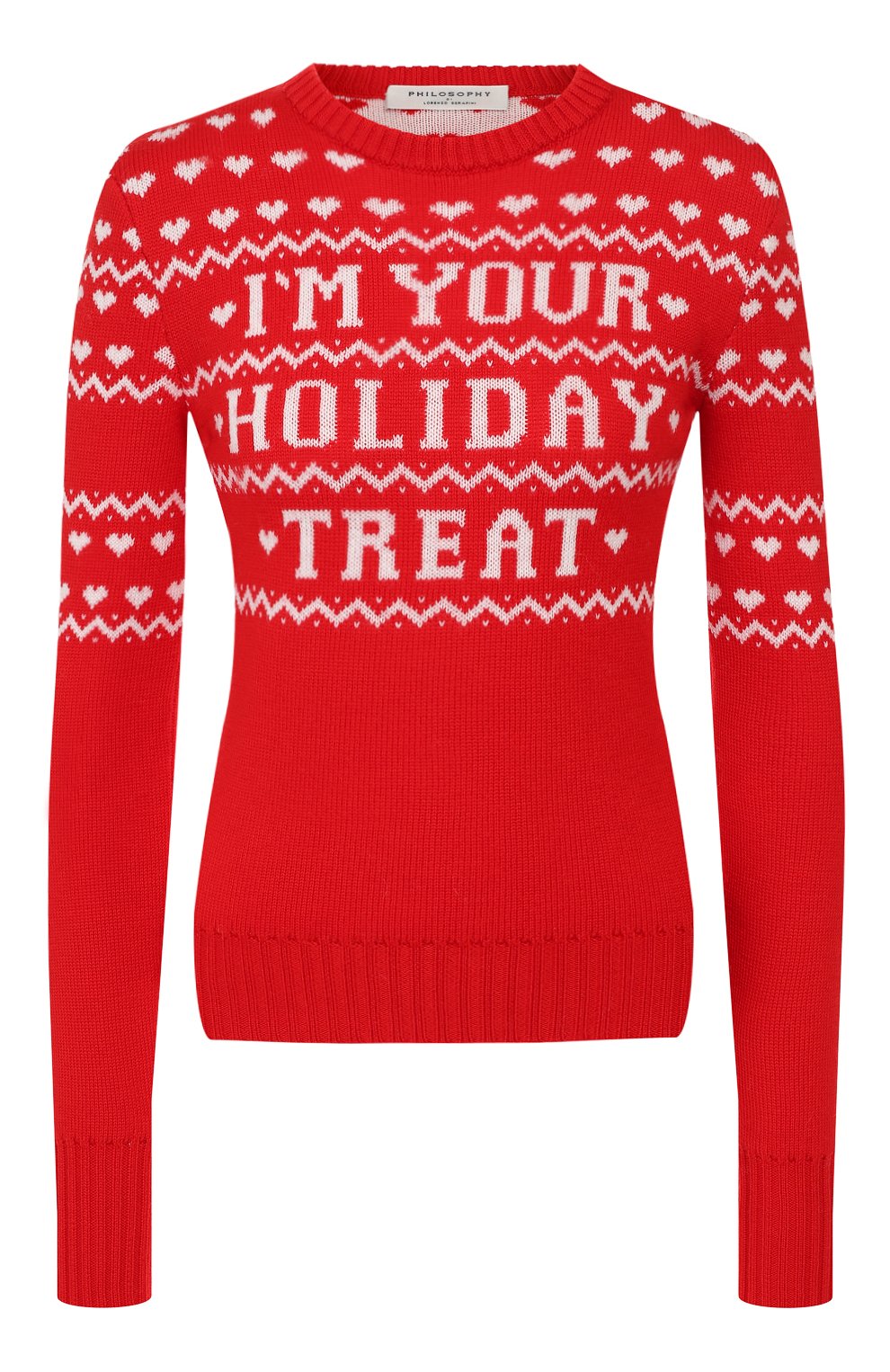 Шерстяной пуловер PHILOSOPHY DI LORENZO SERAFINI красного цвета по цене 49950 руб., арт. A0958/5700, фото 1 Шерстяной пуловер PHILOSOPHY DI LORENZO SERAFINI, арт. A0958/5700, фото 1