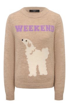 Женский свитер MAX MARA WEEKEND бежевого цвета, арт. 0MBR0SA | Фото 1 (Материал внешний: Шерсть; Рукава: Длинные; Драгоценные камни: Проставлено; Материал сплава: Проставлено; Длина (для топов): Стандартные; Женское Кросс-КТ: Свитер-одежда; Стили: Кэжуэл)