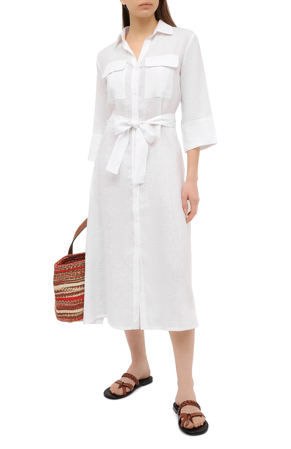 Льняное платье A MERE CO белого цвета по цене 36000 руб., арт. AMC-RSS21-19W, фото 2 Льняное платье A MERE CO, арт. AMC-RSS21-19W, фото 2