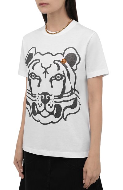 Хлопковая футболка KENZO белого цвета по цене 14550 руб., арт. FB62TS9184SA, фото 3 Хлопковая футболка KENZO, арт. FB62TS9184SA, фото 3