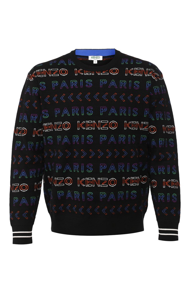 Мужской шерстяной джемпер KENZO разноцветного цвета, арт. F965PU2093LD | Фото 1 (Мужское Кросс-КТ: Джемперы; Статус проверки: Проверена категория, Проверено; Материал внешний: Шерсть; Рукава: Длинные; Длина (для топов): Стандартные; Принт: С принтом; Вырез: Круглый; Стили: Кэжуэл)