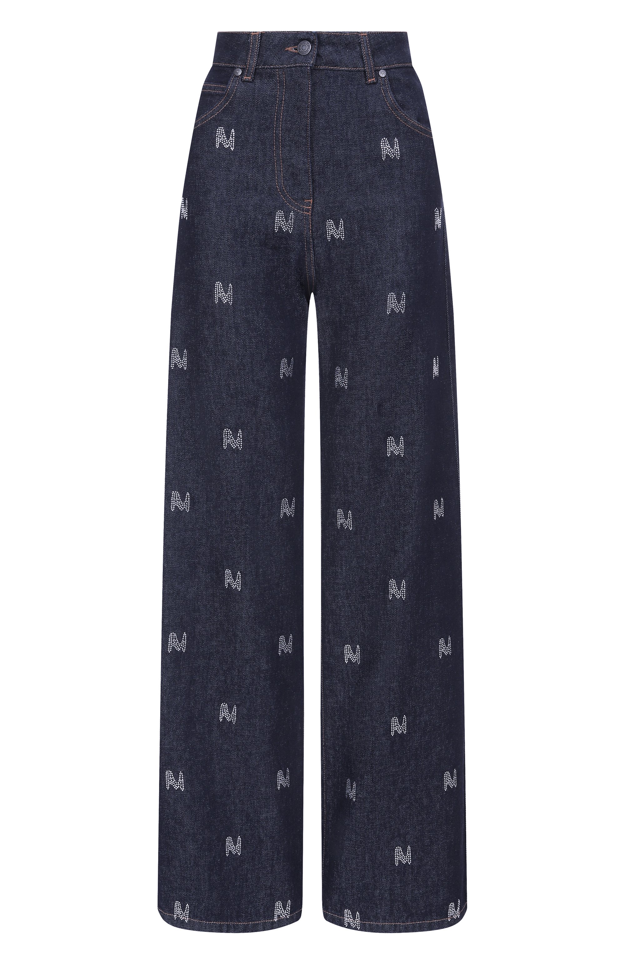 Джинсы с отделкой стразами MSGM синего цвета по цене 52400 руб., арт. 3941MDP240X/257756, фото 1 Джинсы с отделкой стразами MSGM, арт. 3941MDP240X/257756, фото 1