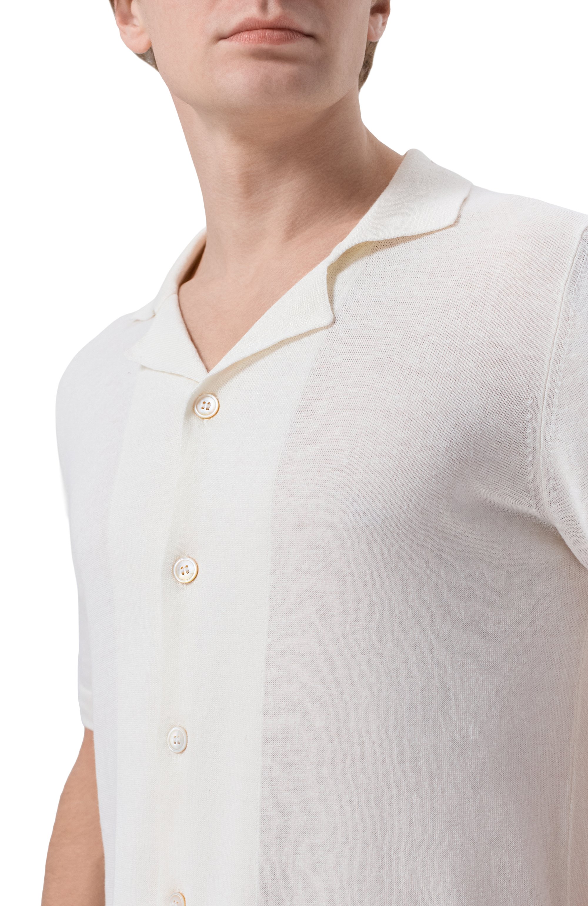 Рубашка изо льна и хлопка GRAN SASSO белого цвета по цене 30850 руб., арт. 57184/18637, фото 5 Рубашка изо льна и хлопка GRAN SASSO, арт. 57184/18637, фото 5