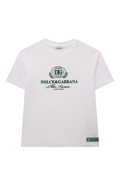 Хлопковая футболка DOLCE & GABBANA белого цвета по цене 21850 руб., арт. L4JTHV/G7NVW, фото 1 Хлопковая футболка DOLCE & GABBANA, арт. L4JTHV/G7NVW, фото 1