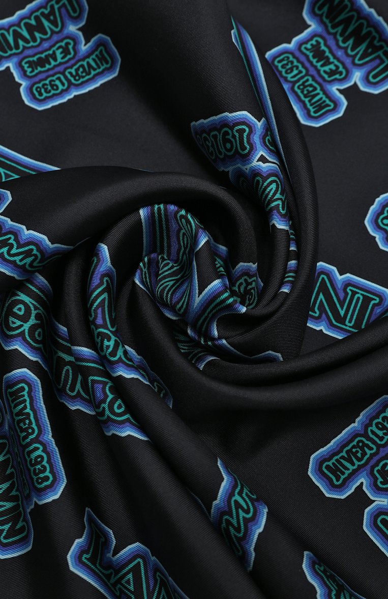 Женский шелковый платок LANVIN синего цвета, арт. 6L9090/SQ553 | Фото 3 (Материал: Текстиль, Шелк; Нос: Не проставлено; Принт: С принтом)