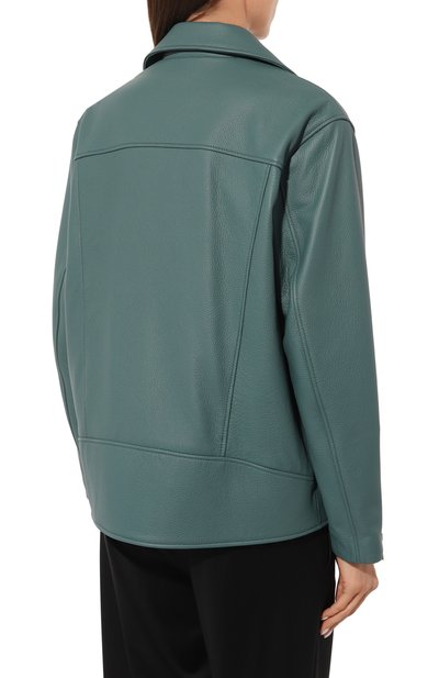 Кожаная куртка MASLOV бирюзового цвета по цене 226600 руб., арт. SMW99, фото 4 Кожаная куртка MASLOV, арт. SMW99, фото 4