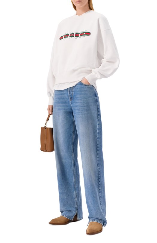 Хлопковый свитшот Gucci 789582/XJGLM Белый  789582/XJGLM Фото 2
